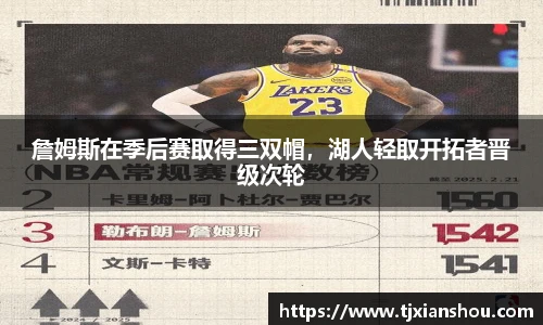 詹姆斯在季后赛取得三双帽，湖人轻取开拓者晋级次轮